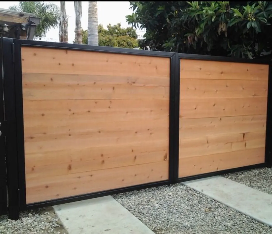 Modern Mixed-Metal Driveway Gates