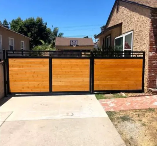 Modern Mixed-Metal Driveway Gates