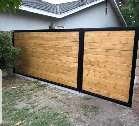 Modern Mixed-Metal Driveway Gates