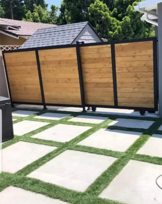 Modern Mixed-Metal Driveway Gates